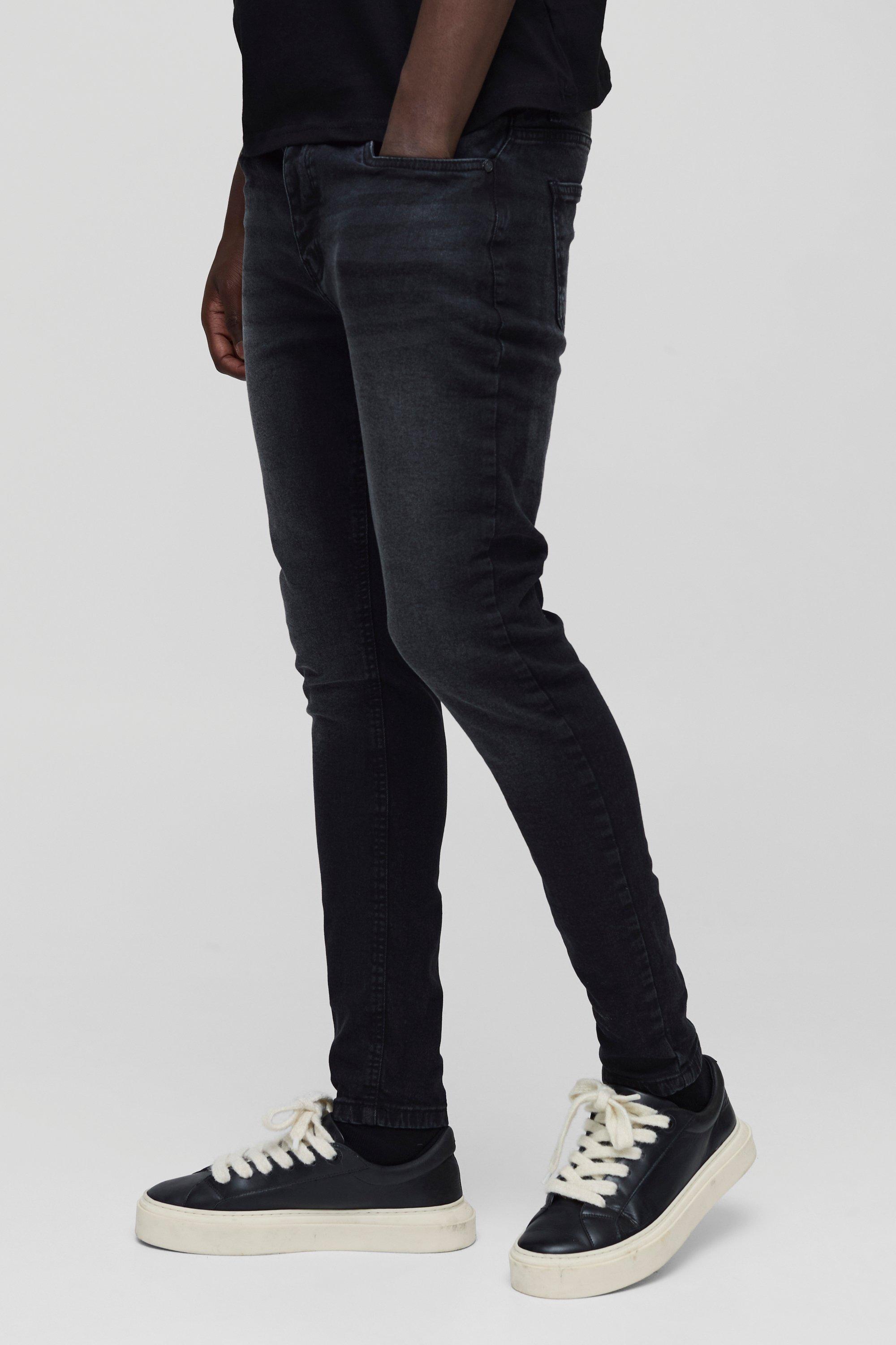 Mens Skinny Stretch Jean In Washed Black, Black